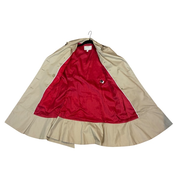 Banana Republic Flounce Hem Trench Coat | Red Lining | Size S - Picture 3 of 9